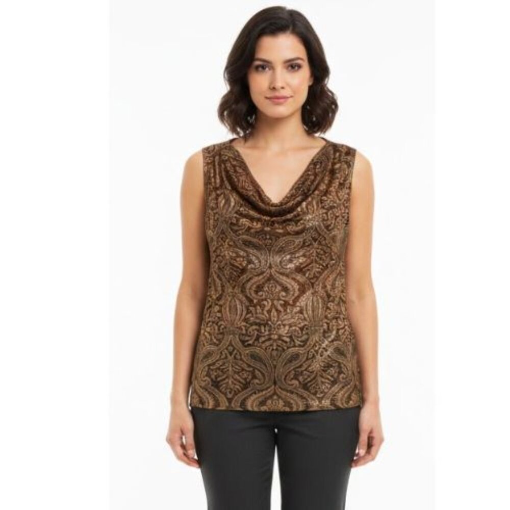 Dress Barn plus size 1x brown and goldfish sexy tan top with Middle east…